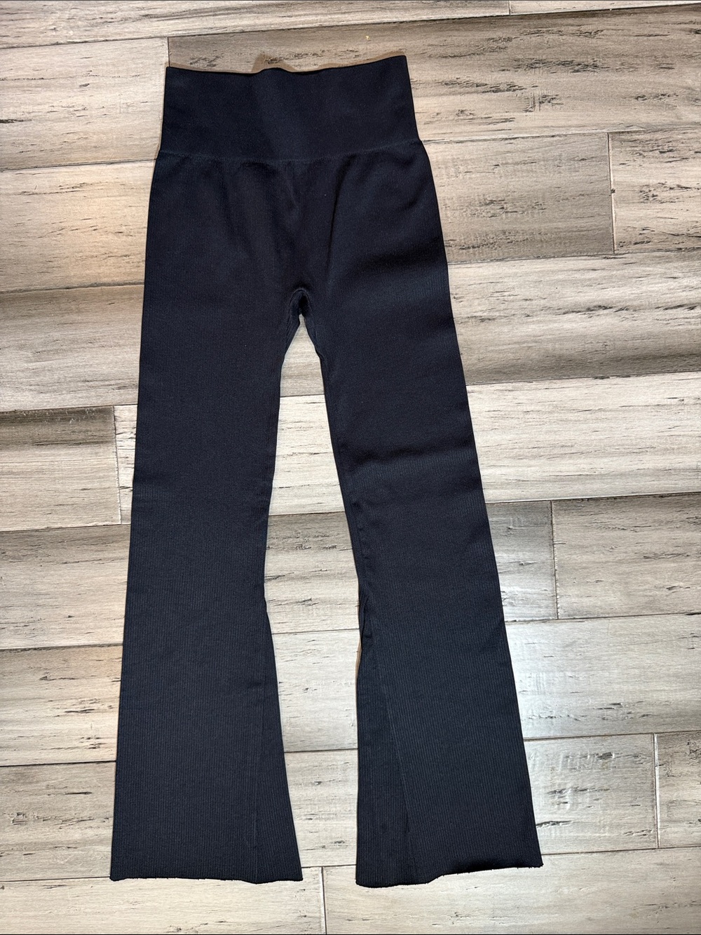 Black Flare Knit Pants - Comfortable High Waist
